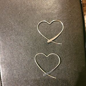 Stirling silver heart shaped threader earrings